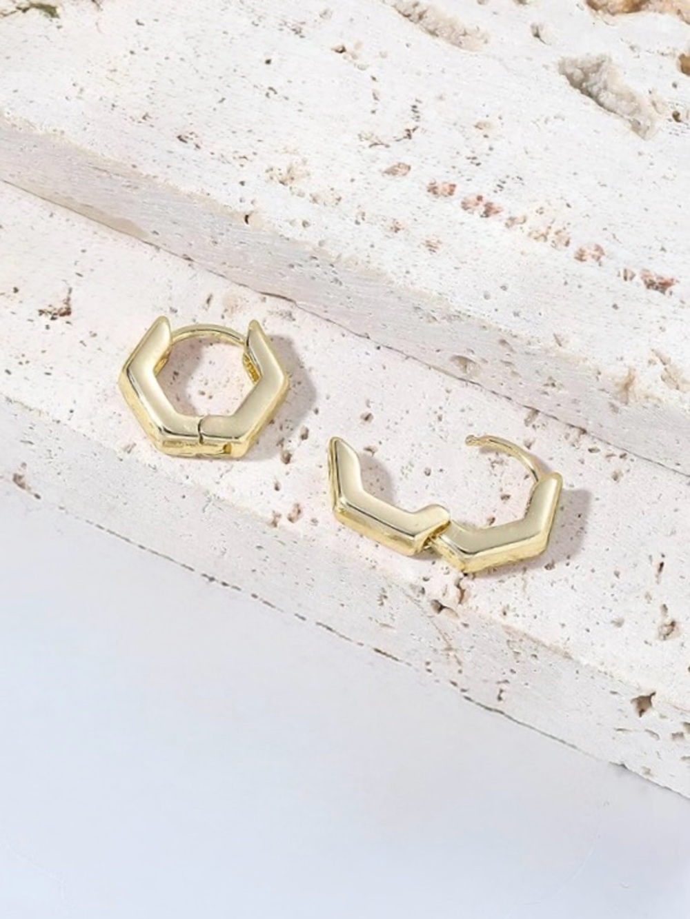 Hey Harper Bree Hexagon Huggie Hoop Earrings